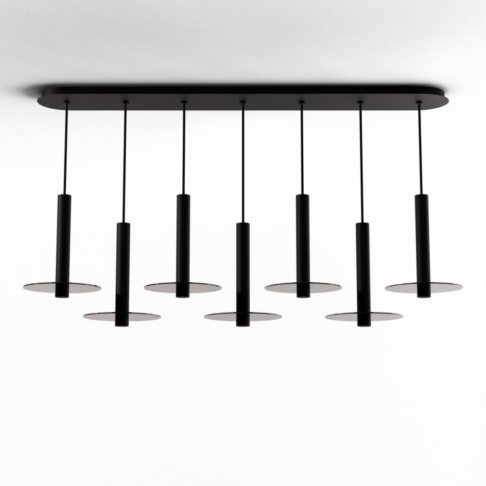 Combi Pendant 12&#34; Linear 7 Combo Matte Black with Matte Black Canopy