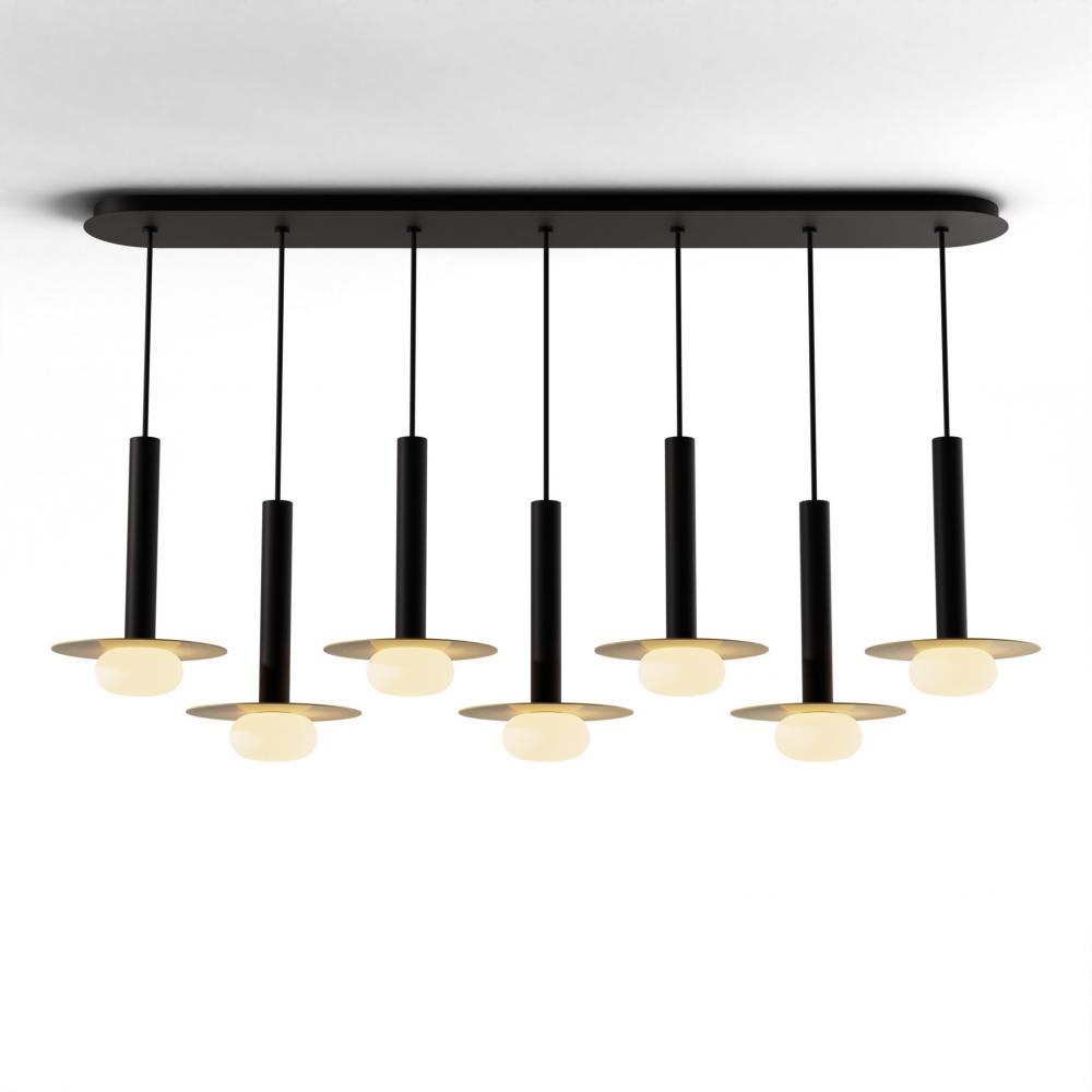 Combi Pendant 12&#34; Linear 7 Combo Matte Black with Matte Black Canopy