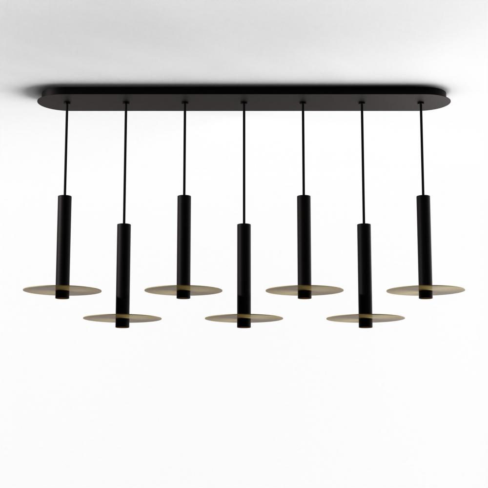 Combi Pendant 12&#34; Linear 7 Combo Matte Black with Matte Black Canopy