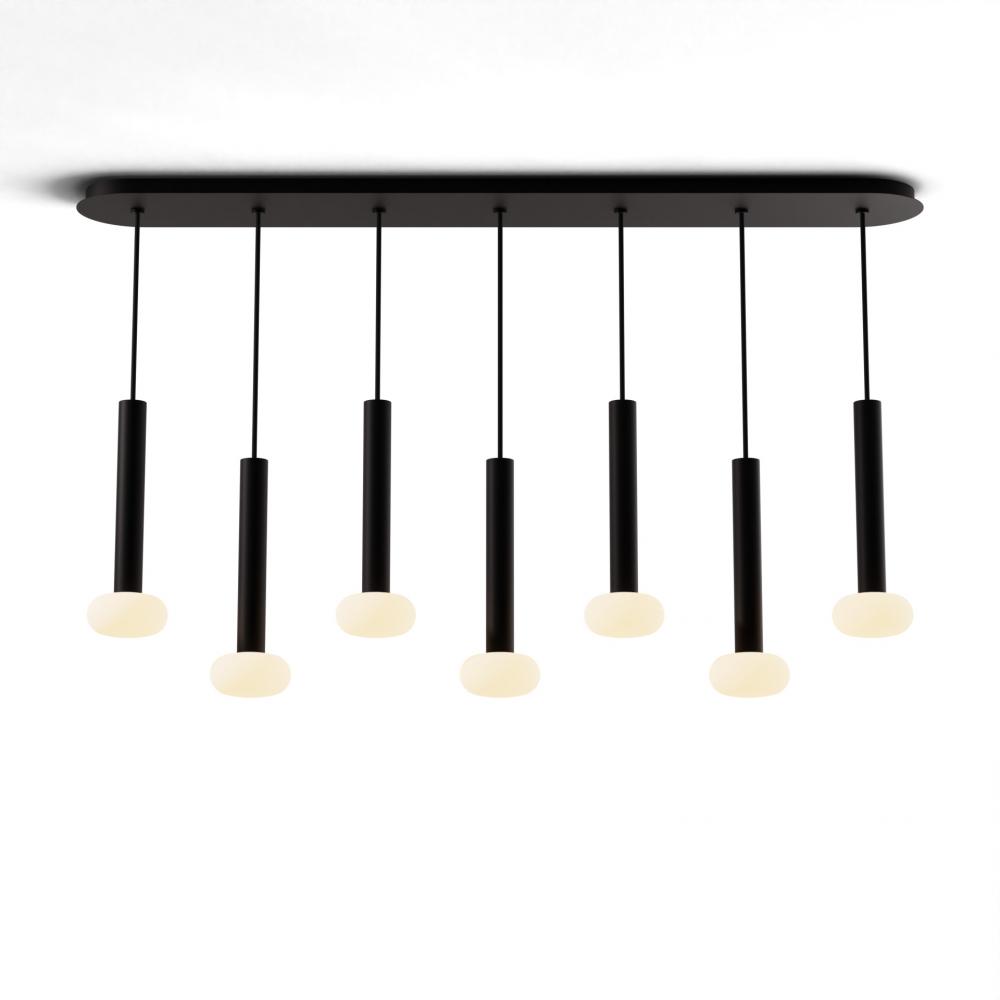 Combi Pendant 12&#34; Linear 7 Combo Matte Black with Matte Black Canopy