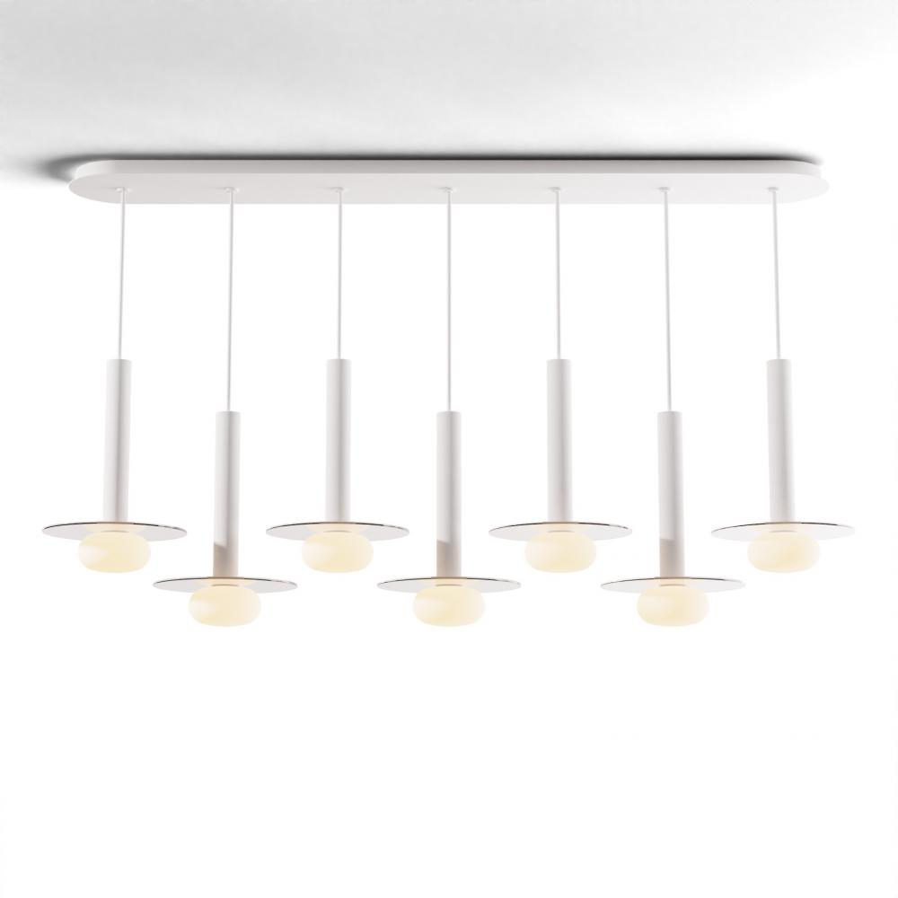 Combi Pendant 12&#34; Linear 7 Combo Matte White with Matte White Canopy