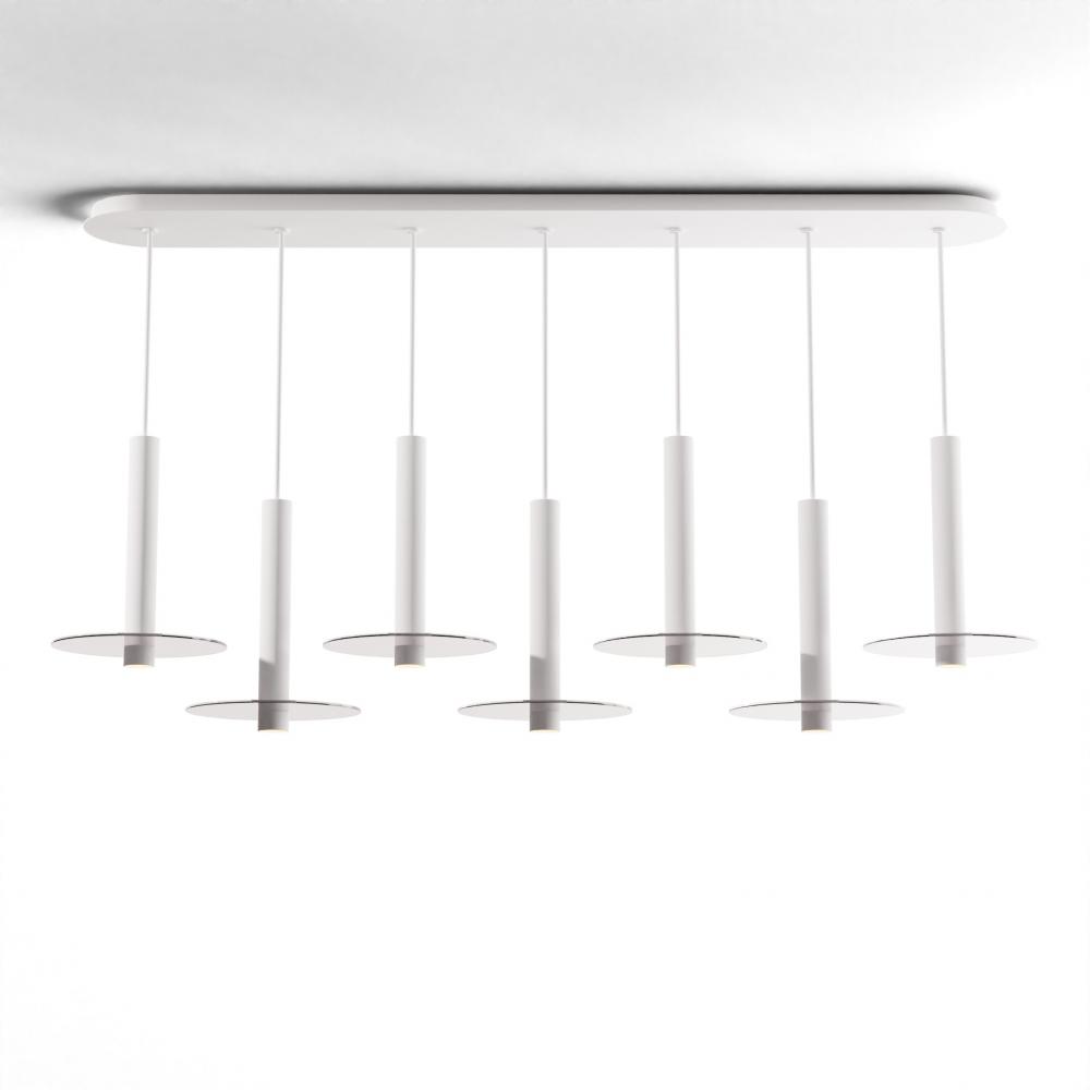 Combi Pendant 12&#34; Linear 7 Combo Matte White with Matte White Canopy