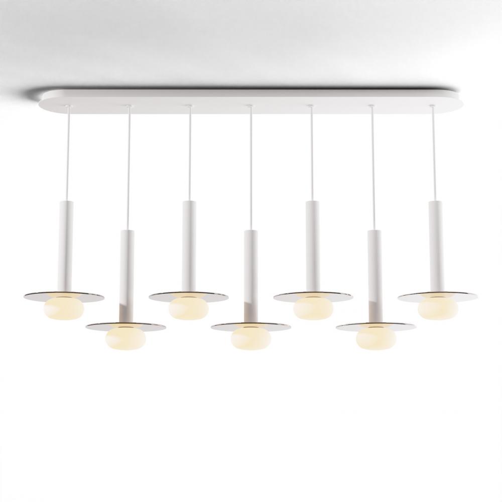Combi Pendant 12&#34; Linear 7 Combo Matte White with Matte White Canopy