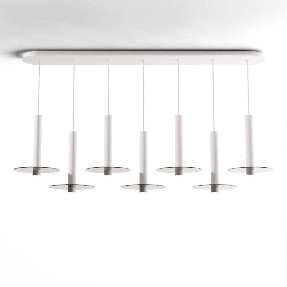 Combi Pendant 12&#34; Linear 7 Combo Matte White with Matte White Canopy