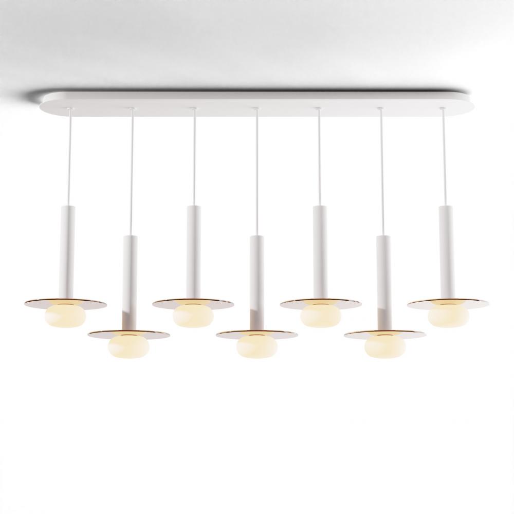 Combi Pendant 12&#34; Linear 7 Combo Matte White with Matte White Canopy