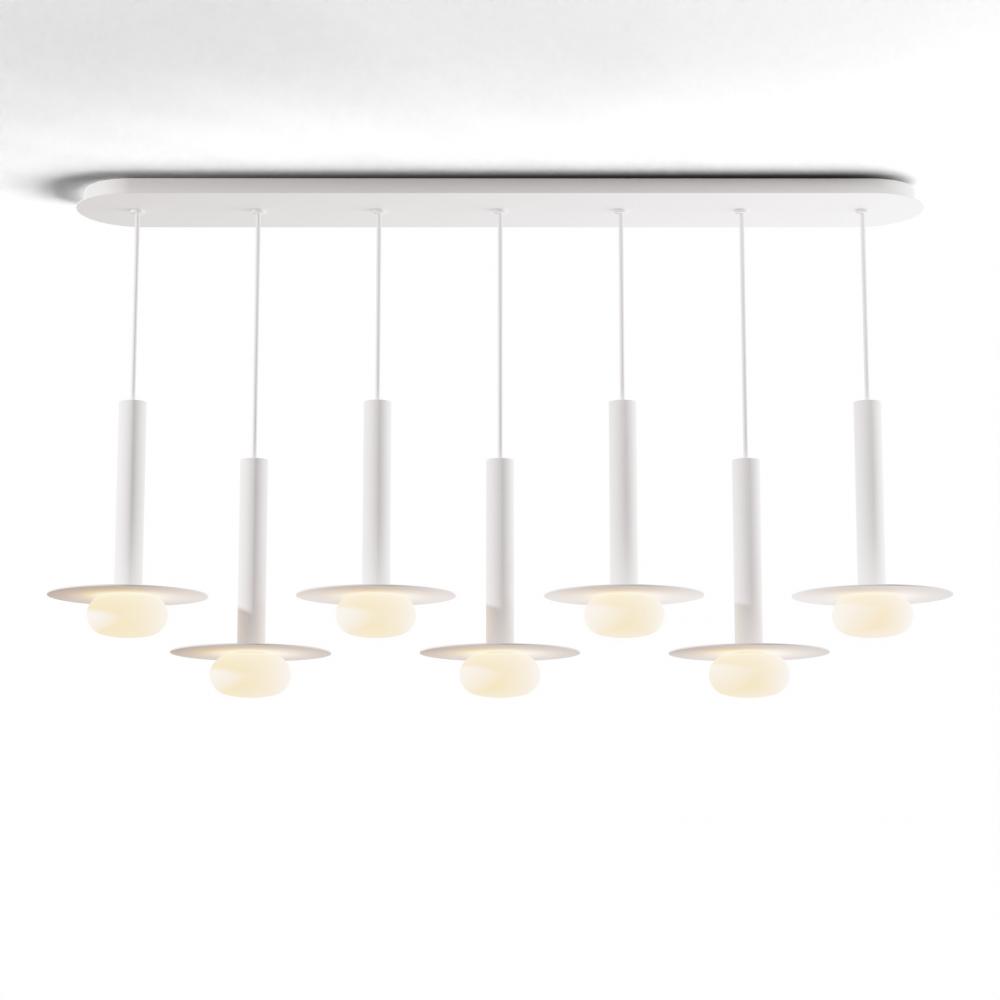Combi Pendant 12&#34; Linear 7 Combo Matte White with Matte White Canopy