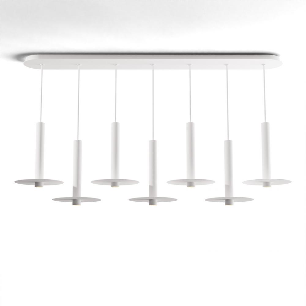 Combi Pendant 12&#34; Linear 7 Combo Matte White with Matte White Canopy