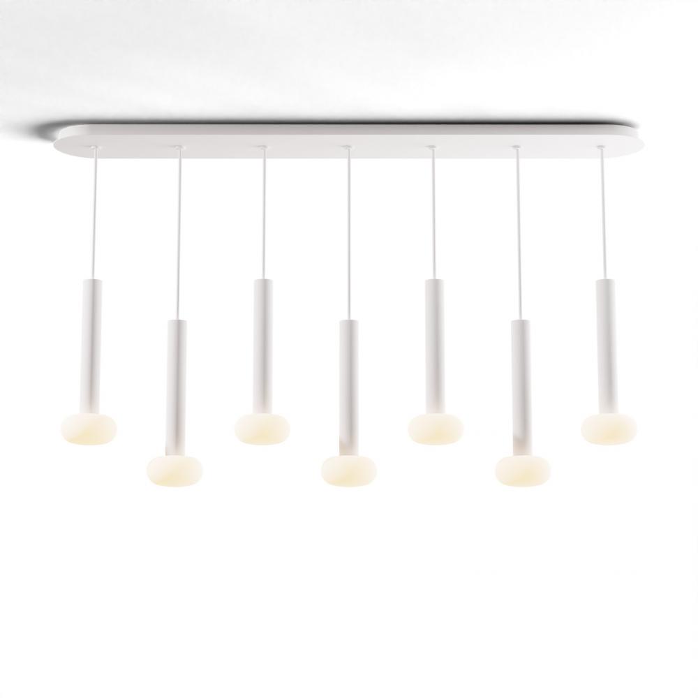 Combi Pendant 12&#34; Linear 7 Combo Matte White with Matte White Canopy