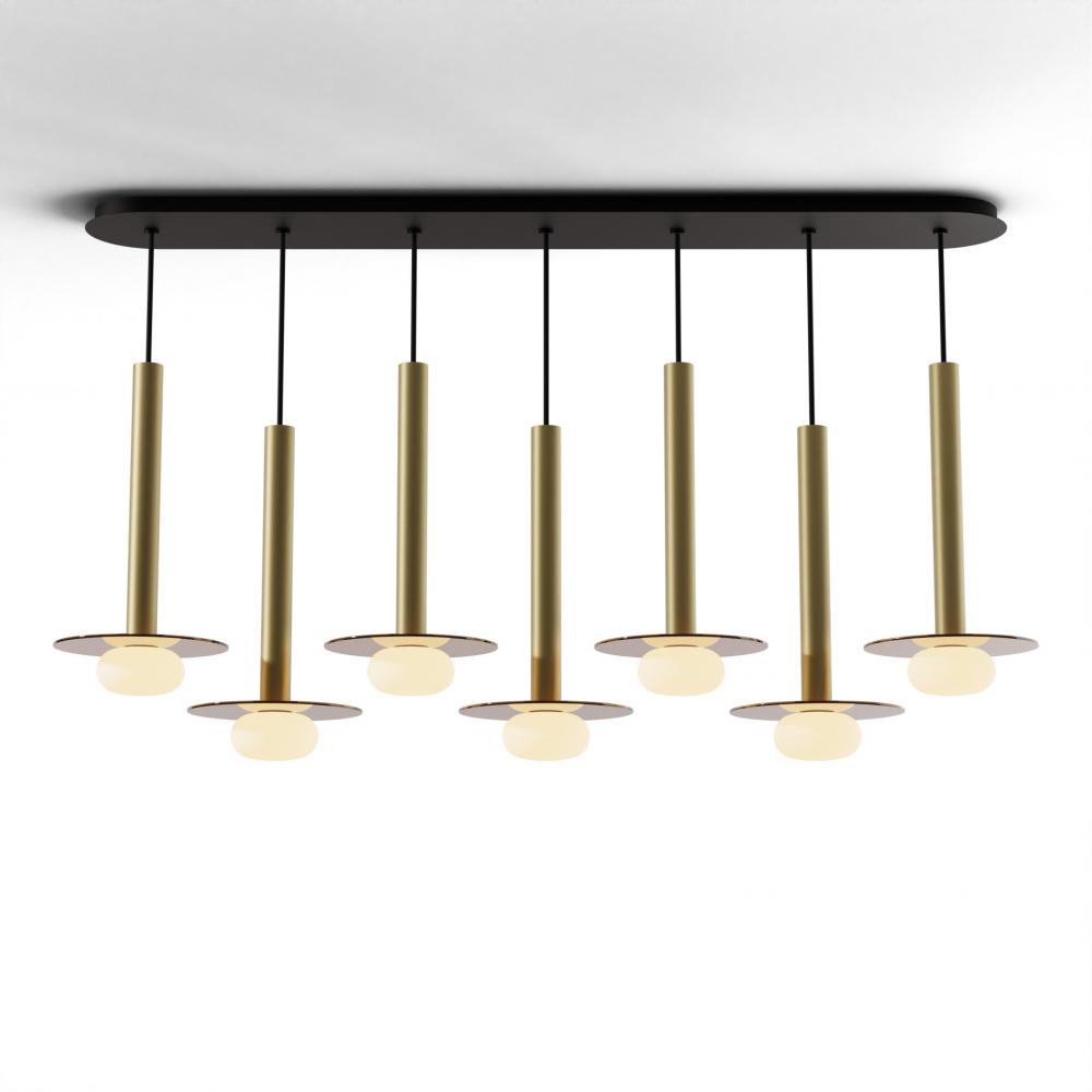 Combi Pendant 16&#34; Linear 7 Combo Brass with Matte Black Canopy