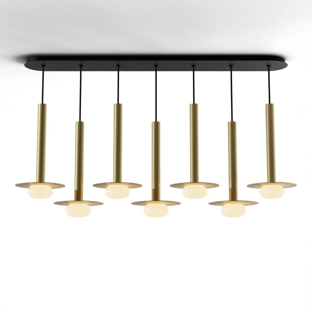 Combi Pendant 16&#34; Linear 7 Combo Brass with Matte Black Canopy