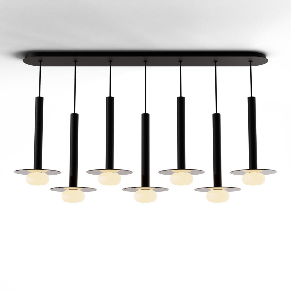 Combi Pendant 16&#34; Linear 7 Combo Matte Black with Matte Black Canopy