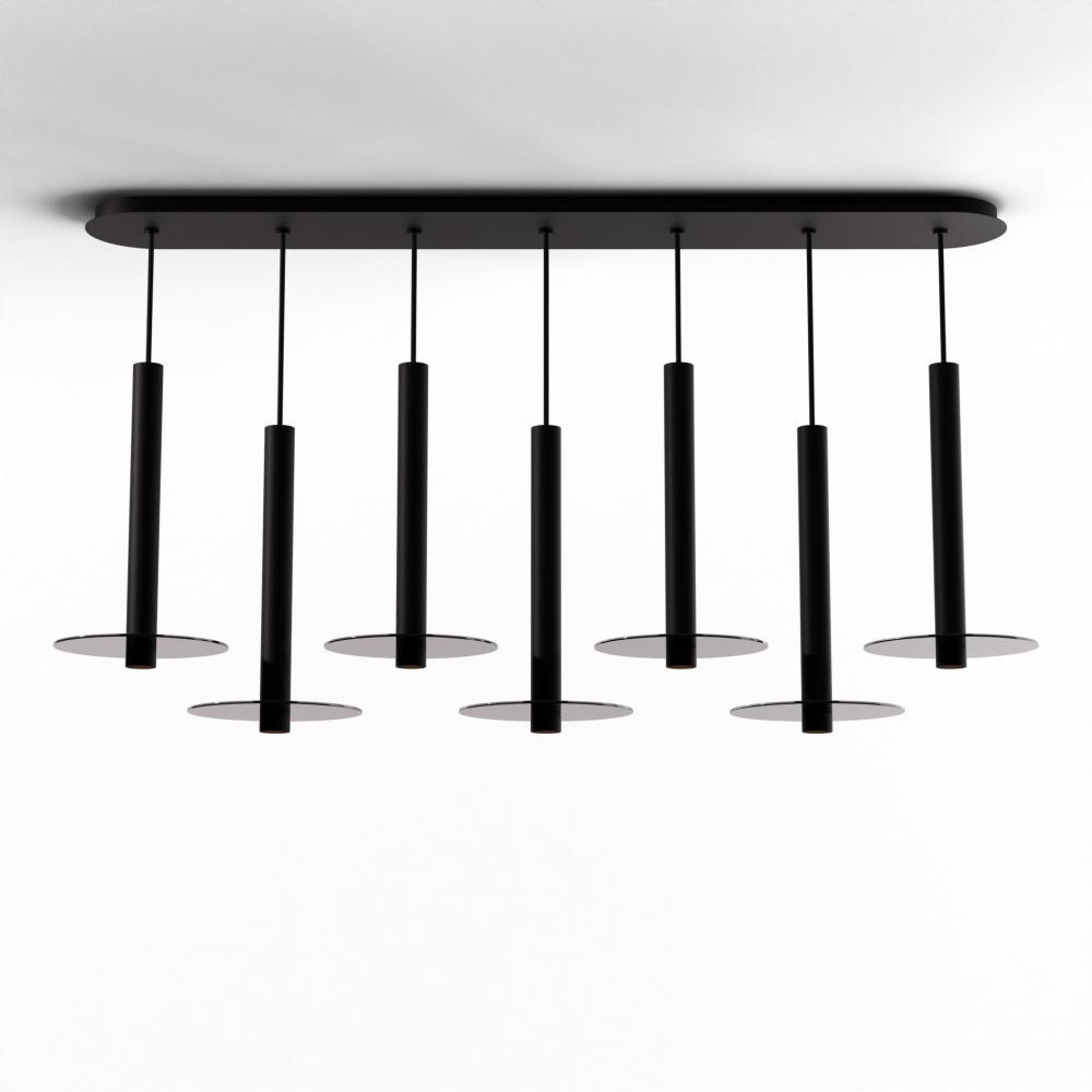 Combi Pendant 16&#34; Linear 7 Combo Matte Black with Matte Black Canopy