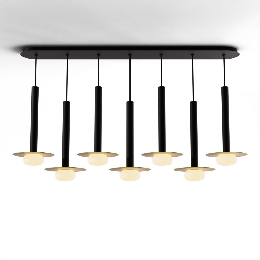 Combi Pendant 16&#34; Linear 7 Combo Matte Black with Matte Black Canopy