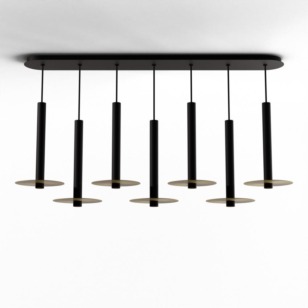 Combi Pendant 16&#34; Linear 7 Combo Matte Black with Matte Black Canopy