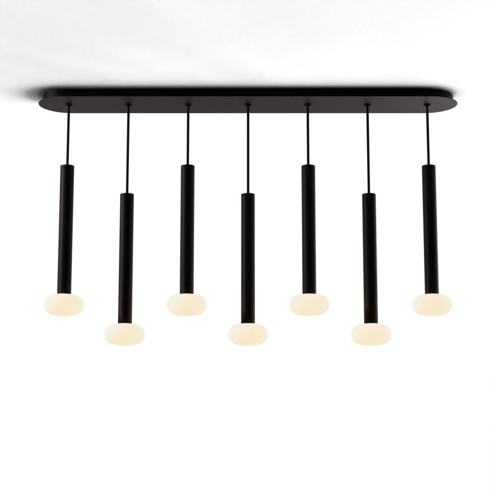 Combi Pendant 16&#34; Linear 7 Combo Matte Black with Matte Black Canopy