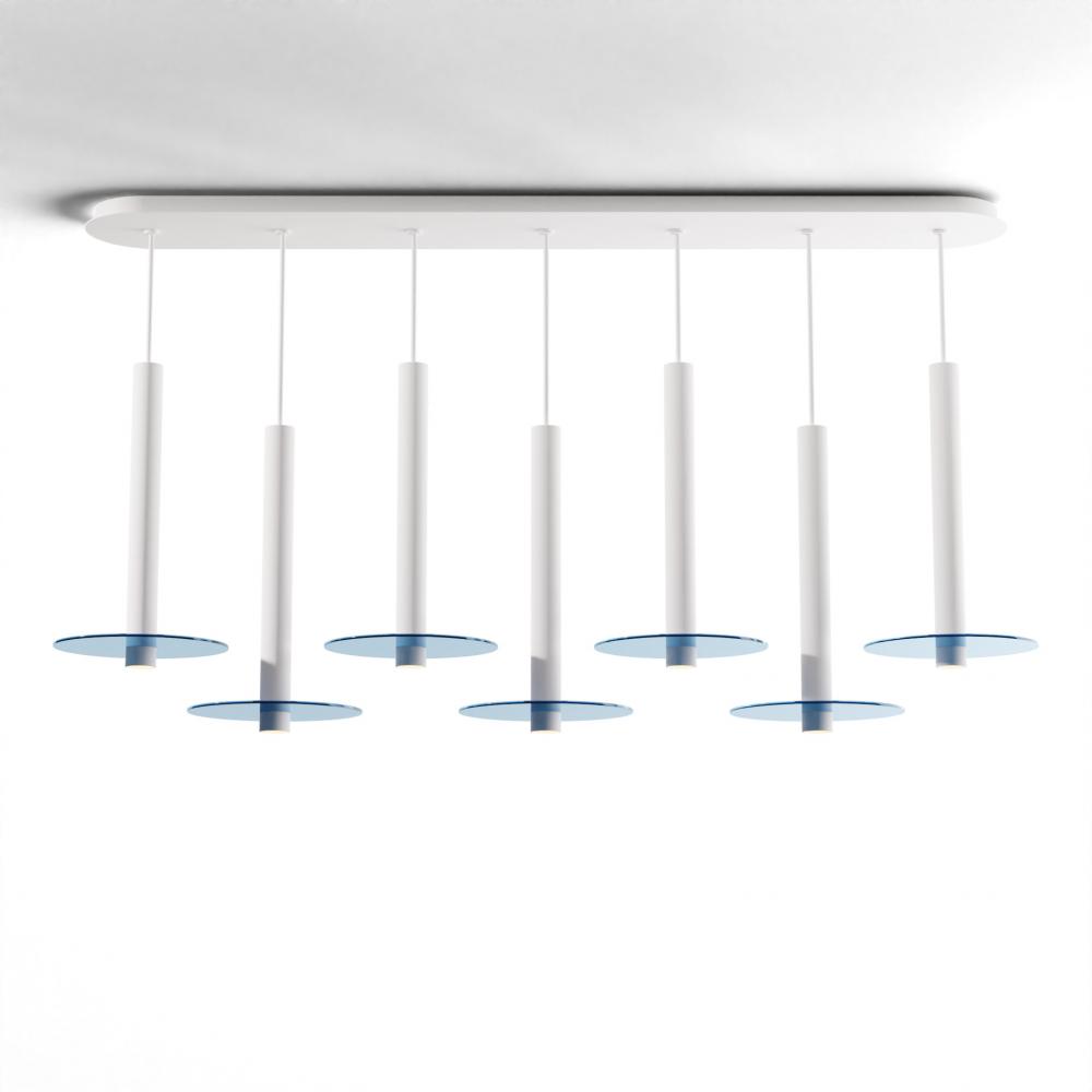 Combi Pendant 16&#34; Linear 7 Combo Matte White with Matte White Canopy