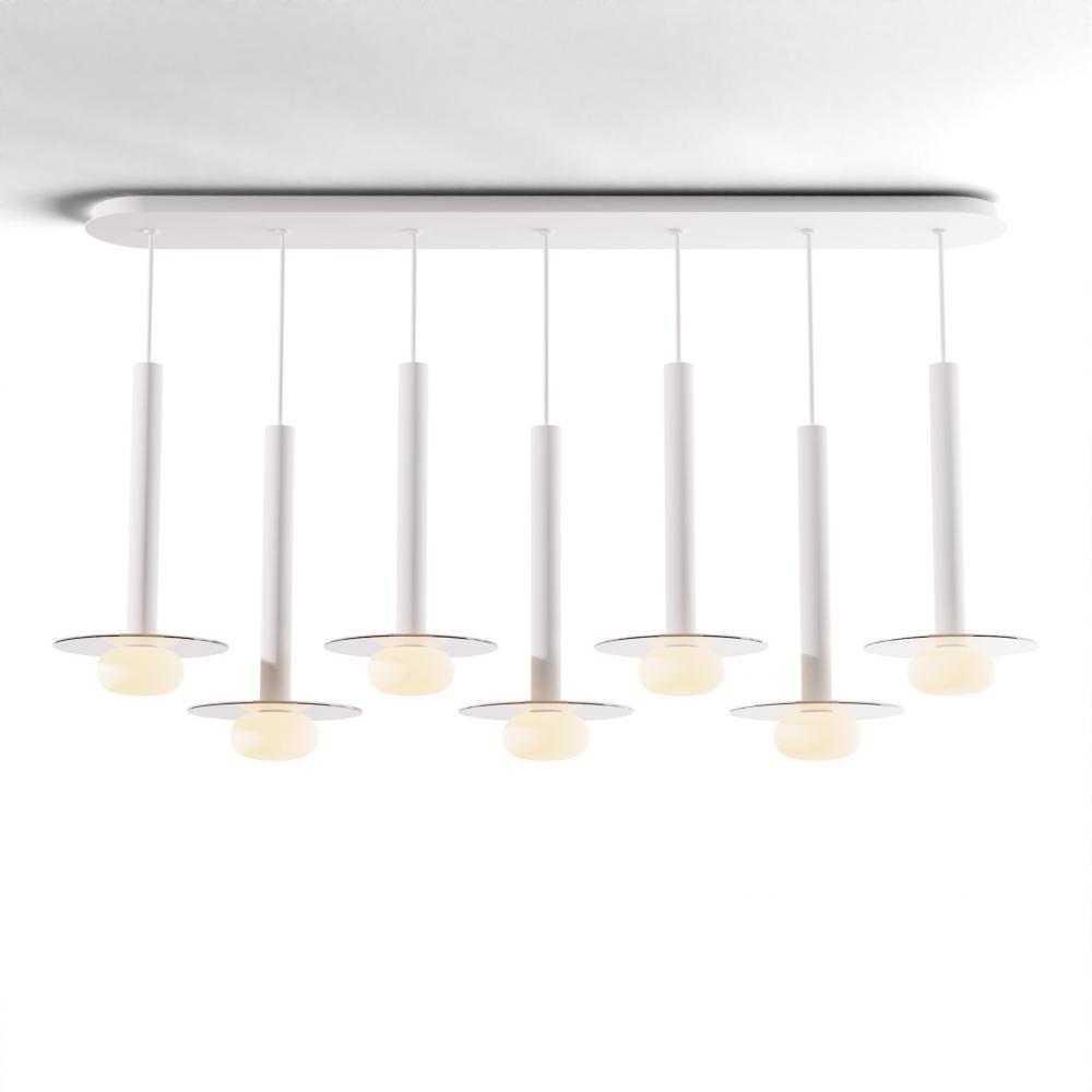 Combi Pendant 16&#34; Linear 7 Combo Matte White with Matte White Canopy