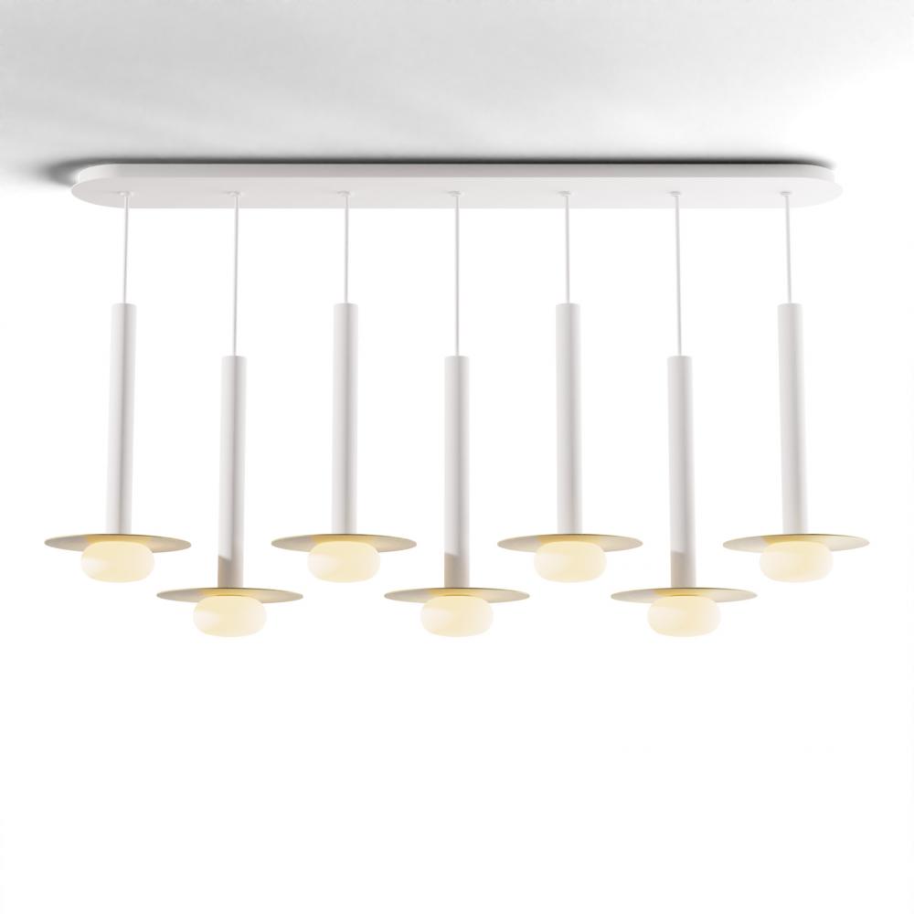 Combi Pendant 16&#34; Linear 7 Combo Matte White with Matte White Canopy