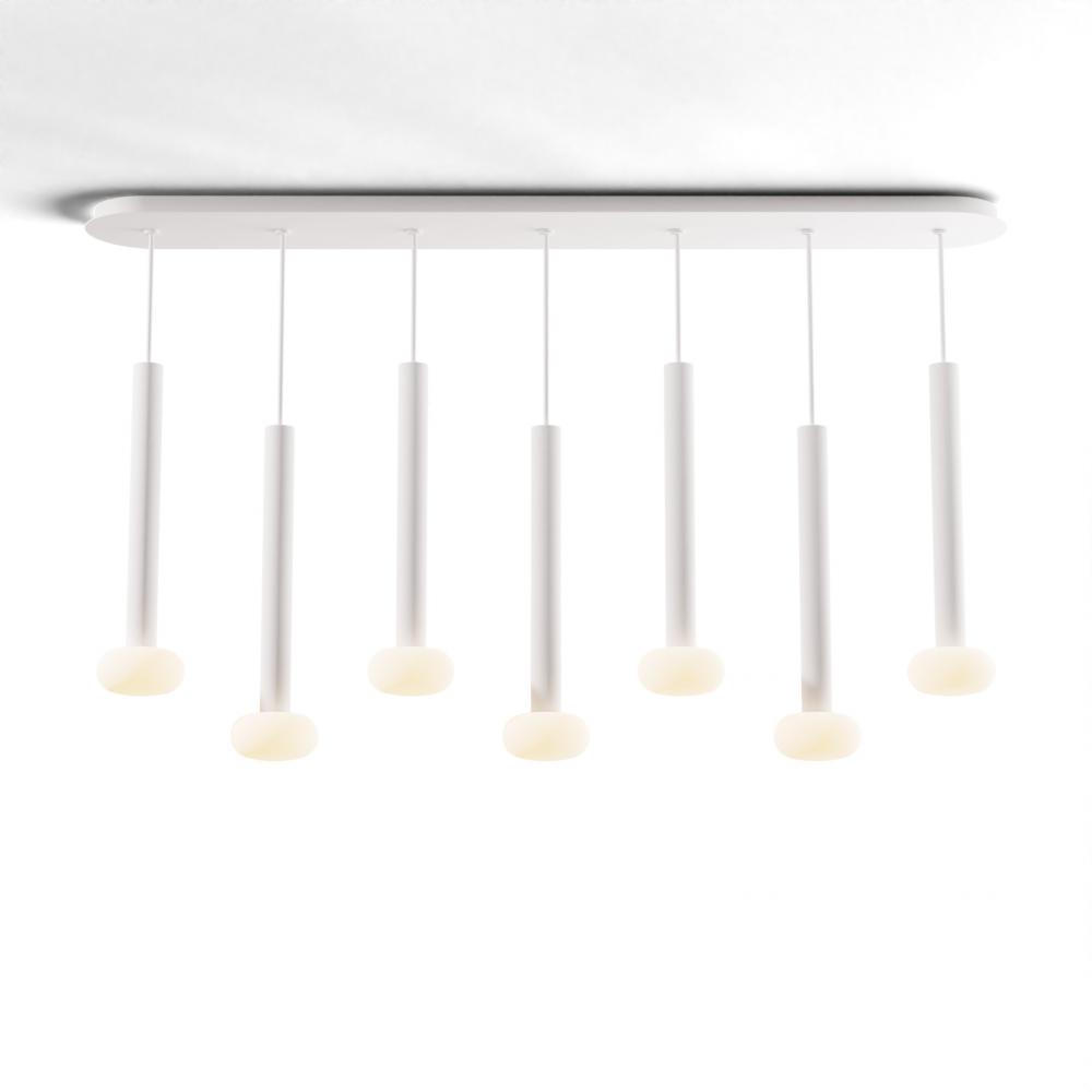 Combi Pendant 16&#34; Linear 7 Combo Matte White with Matte White Canopy