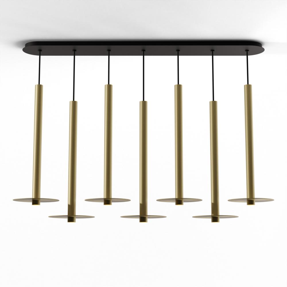 Combi Pendant 24&#34; Linear 7 Combo Brass with Matte Black Canopy