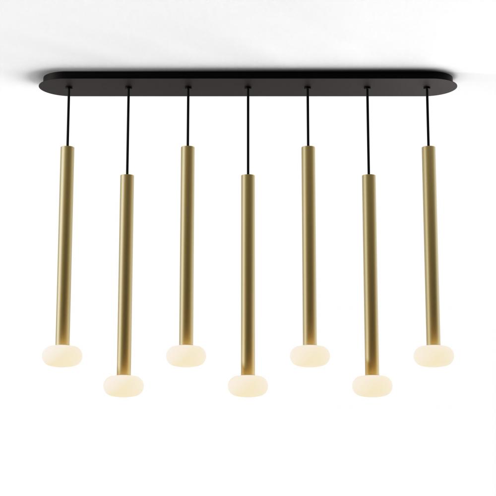 Combi Pendant 24&#34; Linear 7 Combo Brass with Matte Black Canopy