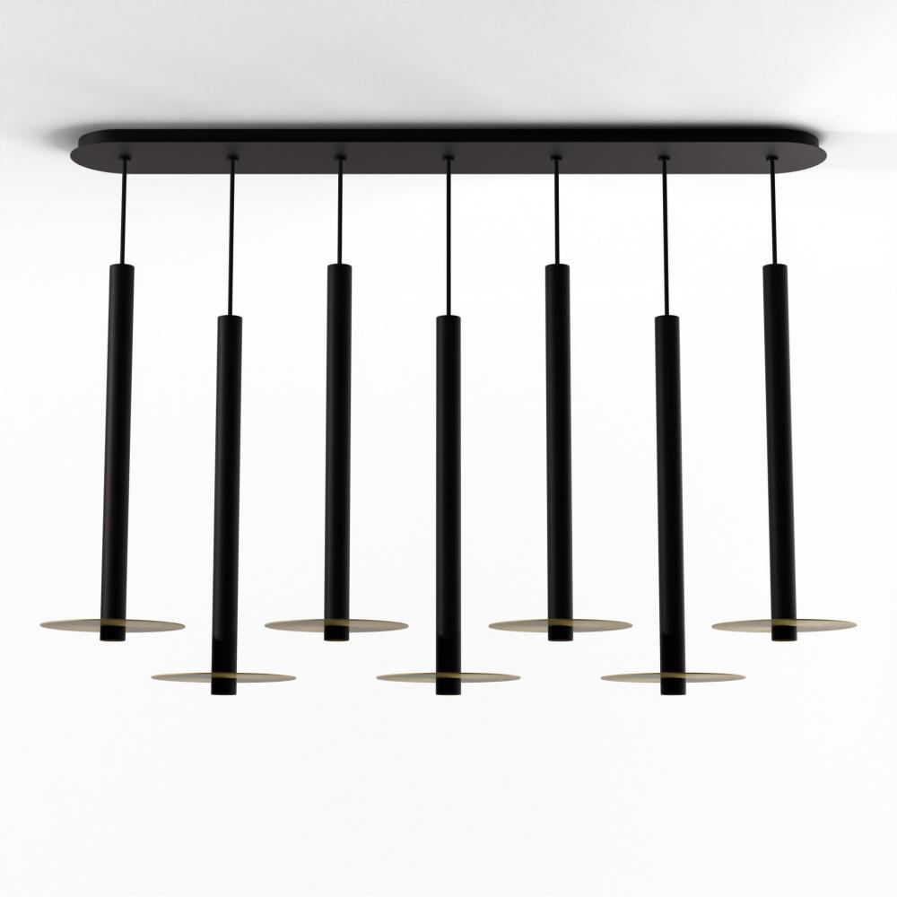 Combi Pendant 24&#34; Linear 7 Combo Matte Black with Matte Black Canopy