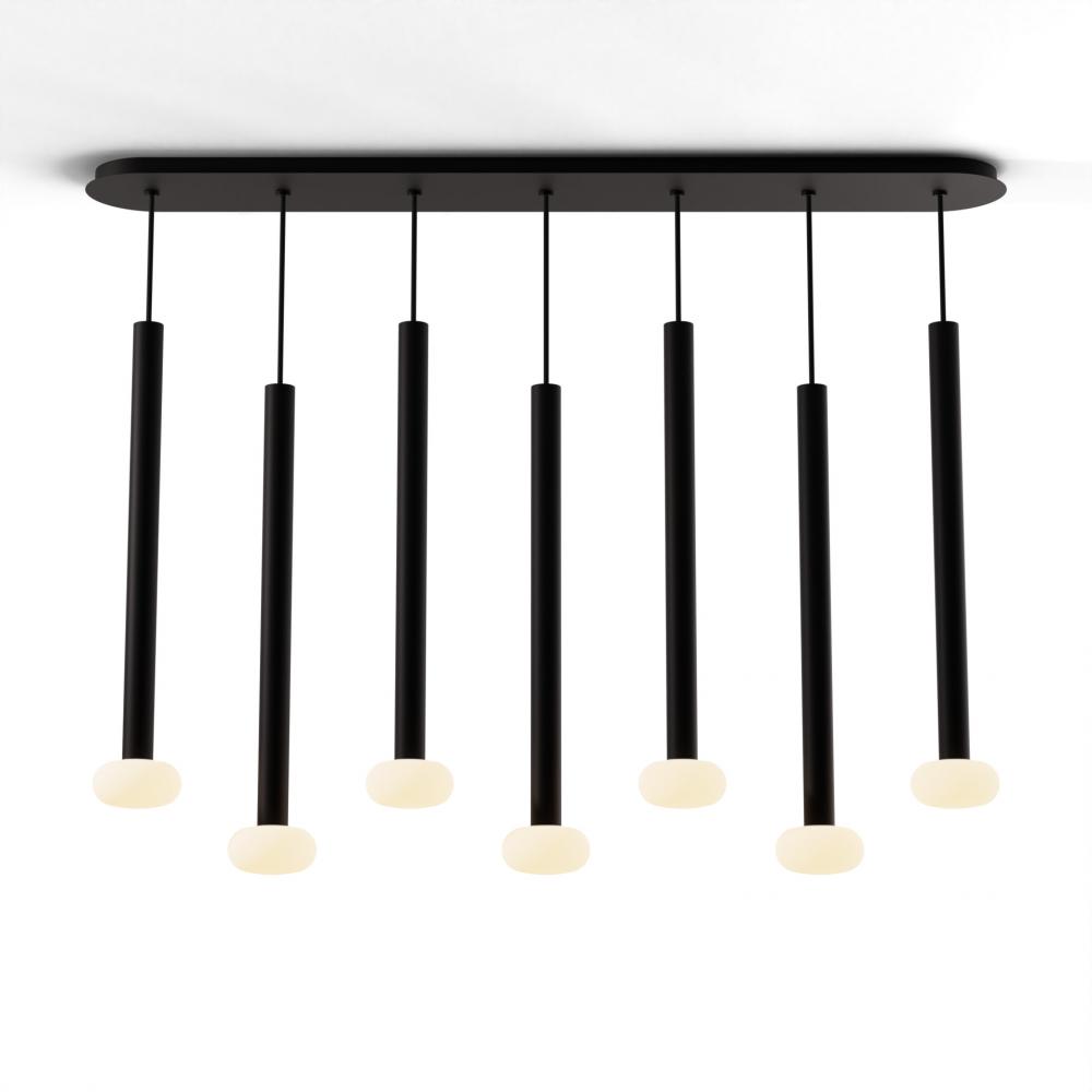 Combi Pendant 24&#34; Linear 7 Combo Matte Black with Matte Black Canopy
