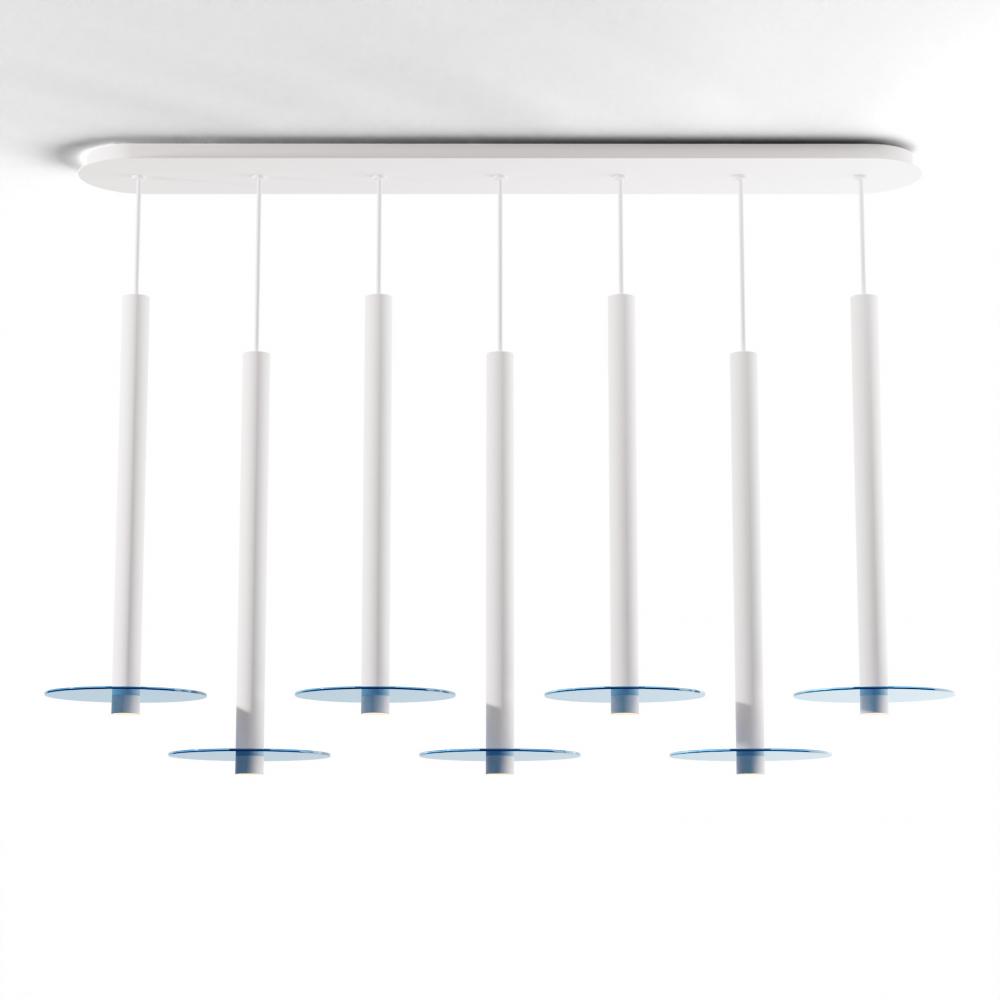 Combi Pendant 24&#34; Linear 7 Combo Matte White with Matte White Canopy