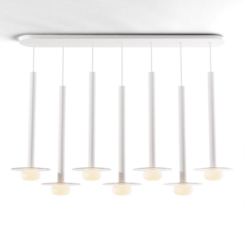 Combi Pendant 24&#34; Linear 7 Combo Matte White with Matte White Canopy