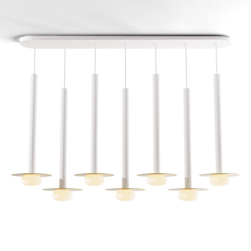Combi Pendant 24&#34; Linear 7 Combo Matte White with Matte White Canopy