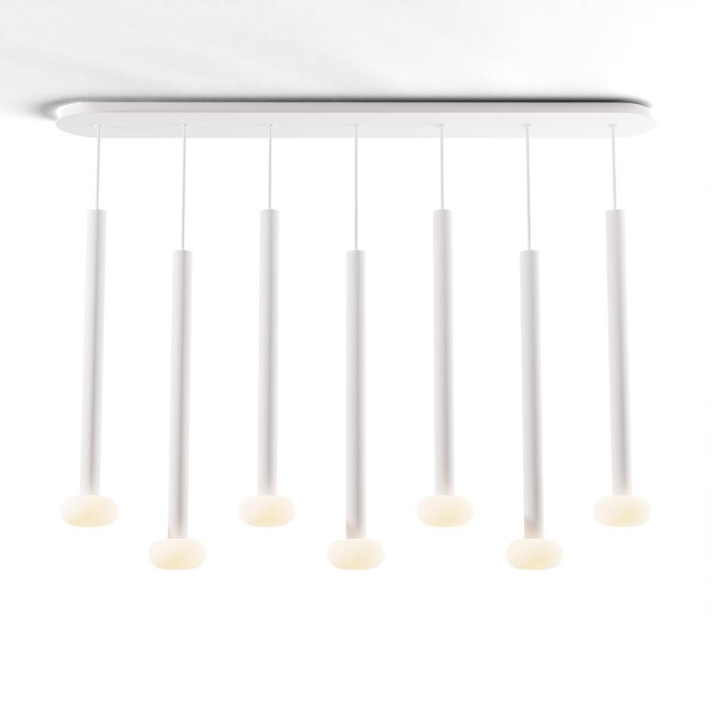 Combi Pendant 24&#34; Linear 7 Combo Matte White with Matte White Canopy