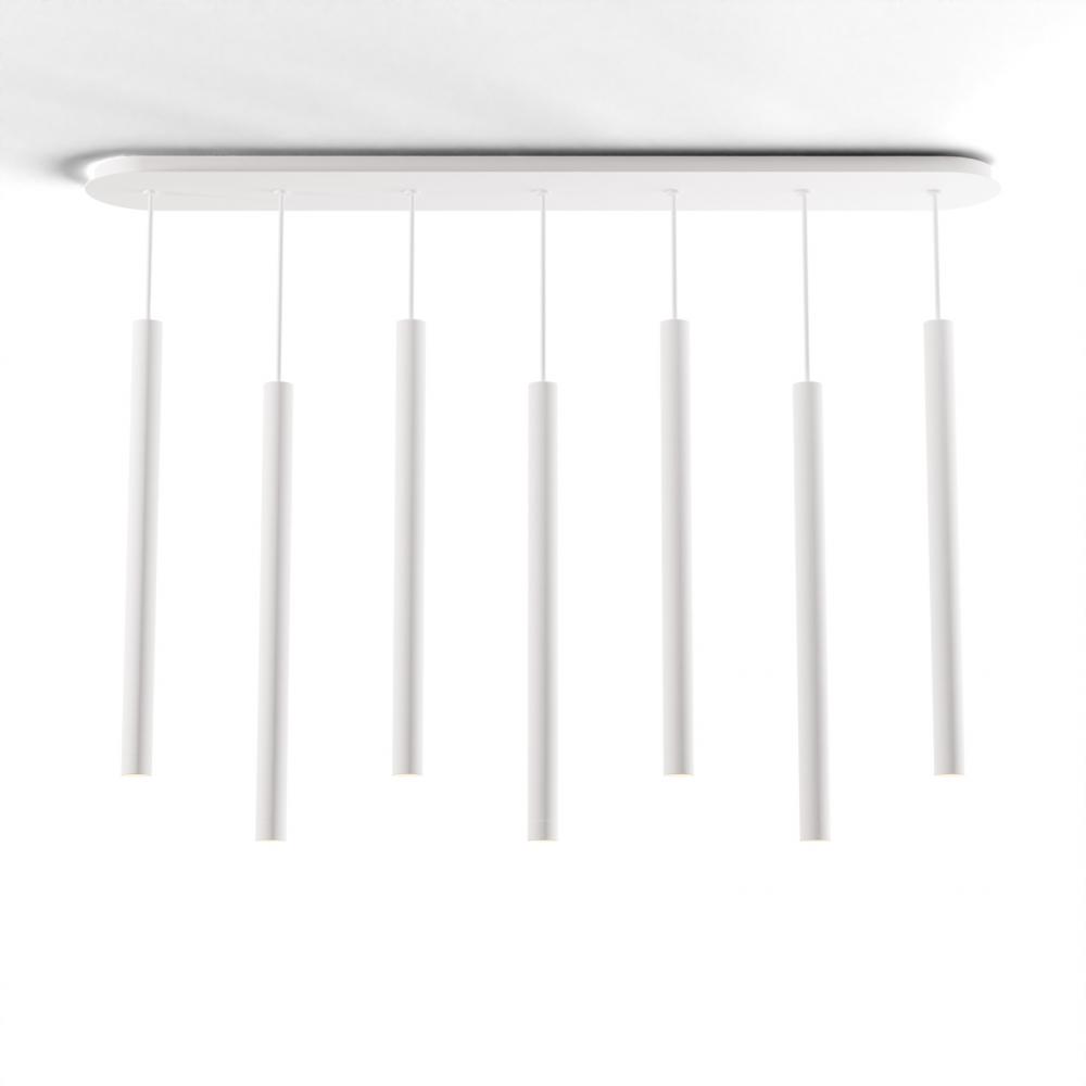 Combi Pendant 24&#34; Linear 7 Combo Matte White with Matte White Canopy