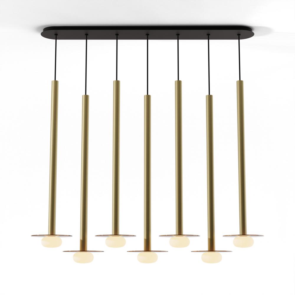Combi Pendant 36&#34; Linear 7 Combo Brass with Matte Black Canopy