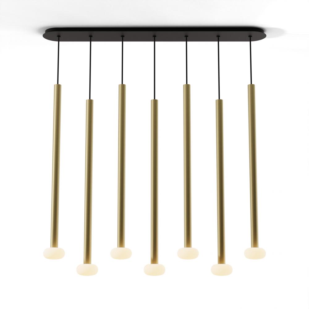 Combi Pendant 36&#34; Linear 7 Combo Brass with Matte Black Canopy