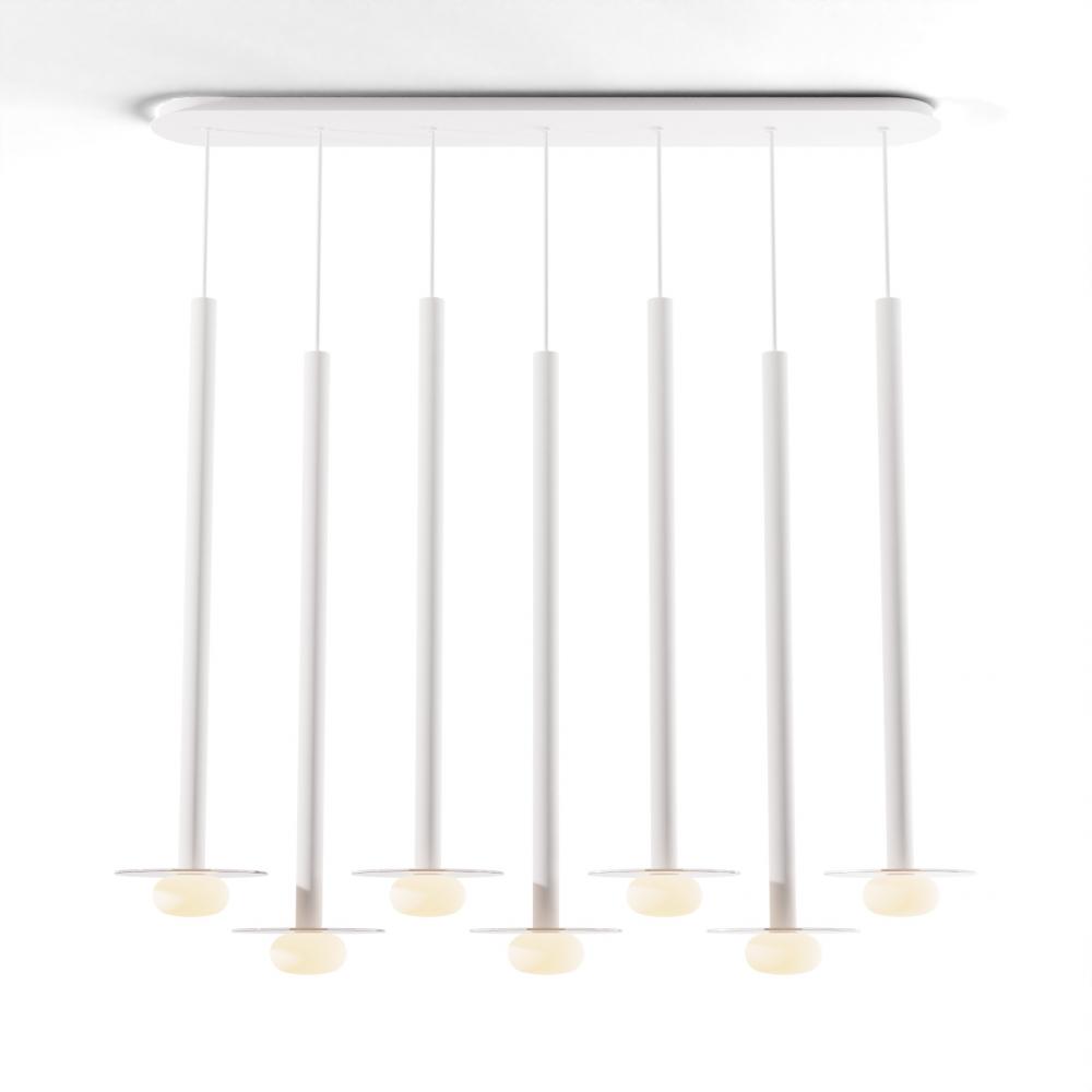 Combi Pendant 36&#34; Linear 7 Combo Matte White with Matte White Canopy