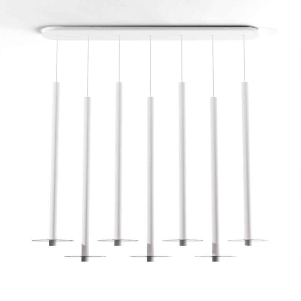 Combi Pendant 36&#34; Linear 7 Combo Matte White with Matte White Canopy