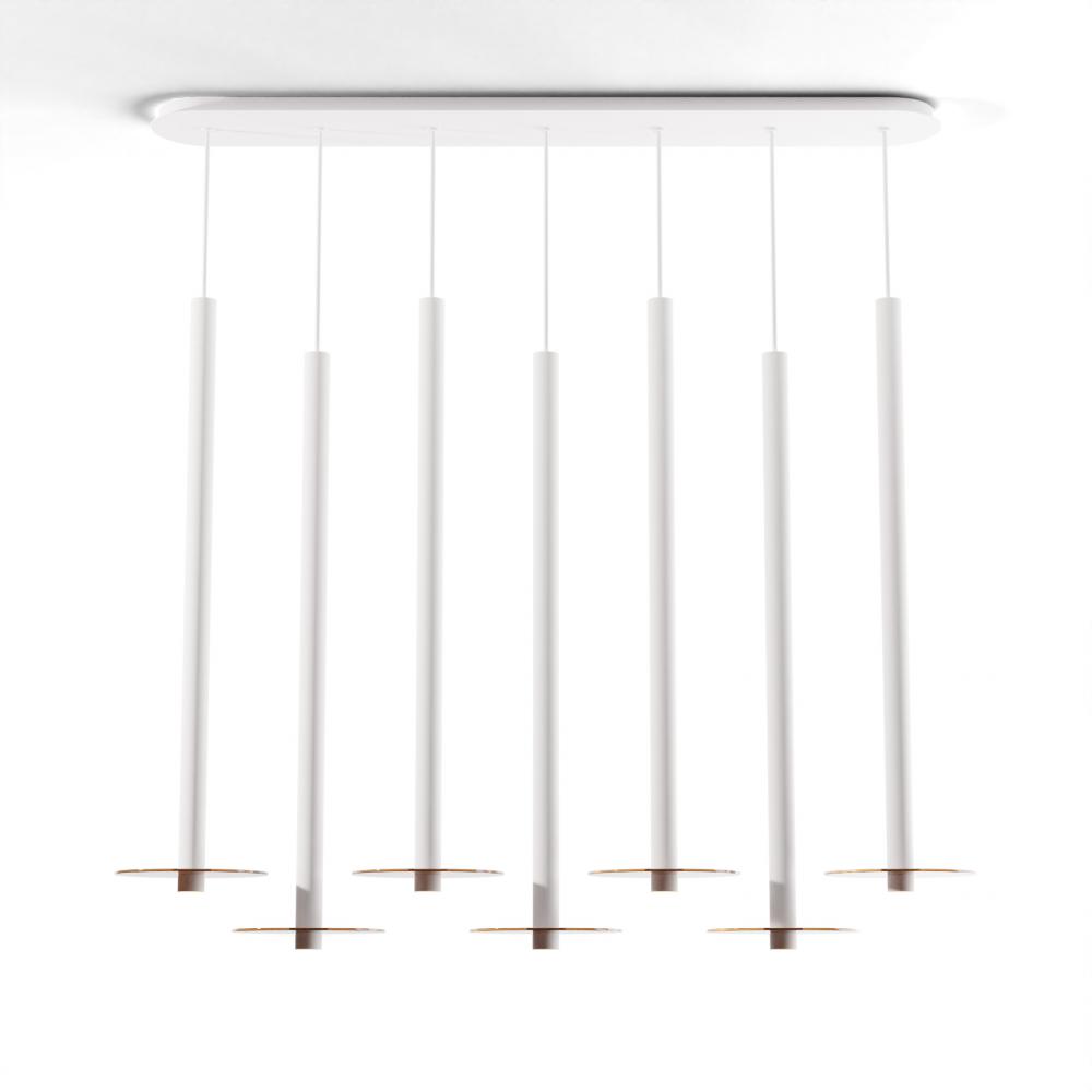 Combi Pendant 36&#34; Linear 7 Combo Matte White with Matte White Canopy