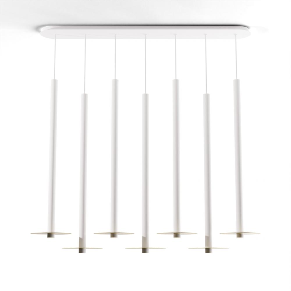 Combi Pendant 36&#34; Linear 7 Combo Matte White with Matte White Canopy