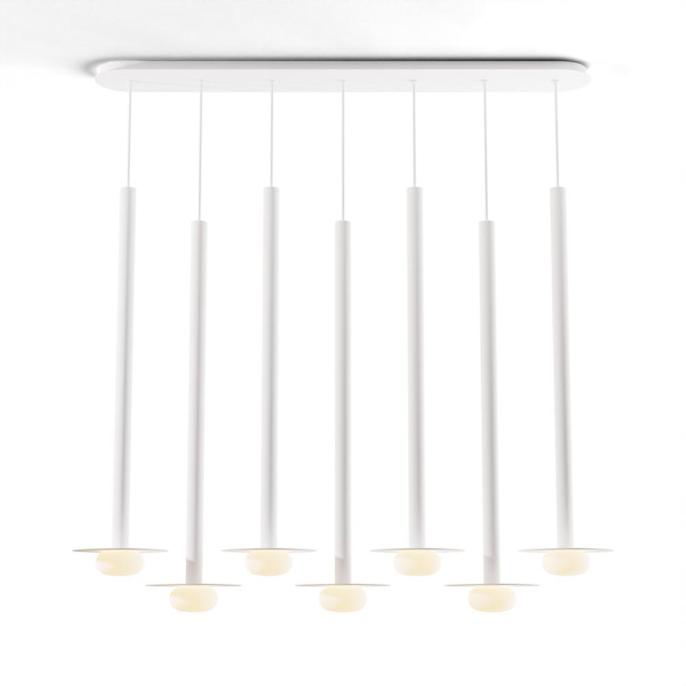 Combi Pendant 36&#34; Linear 7 Combo Matte White with Matte White Canopy