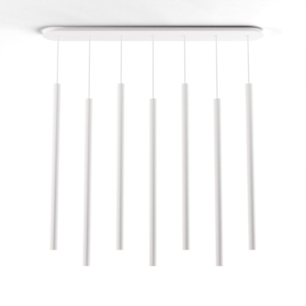 Combi Pendant 36&#34; Linear 7 Combo Matte White with Matte White Canopy