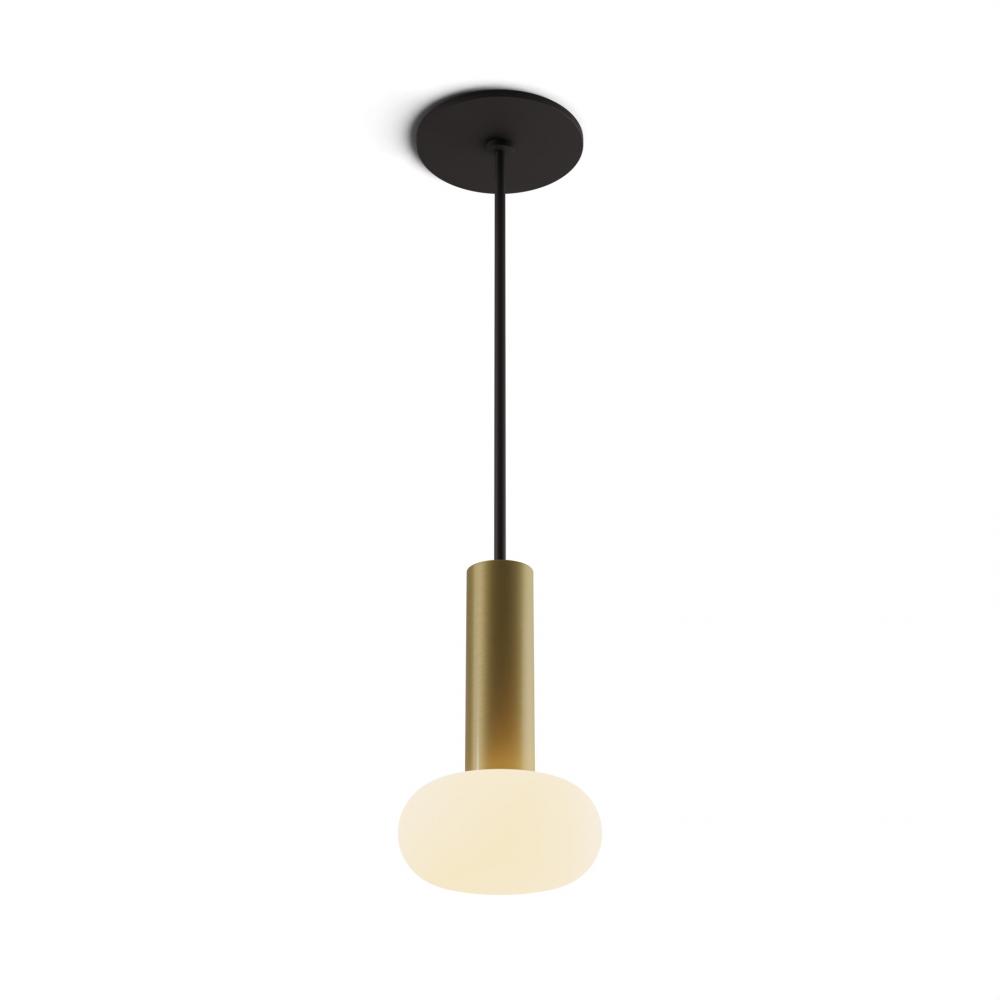 Combi Pendant 6&#34; Single Unit Brass with Matte Black Canopy, Glass Ball attachment, Suspension /