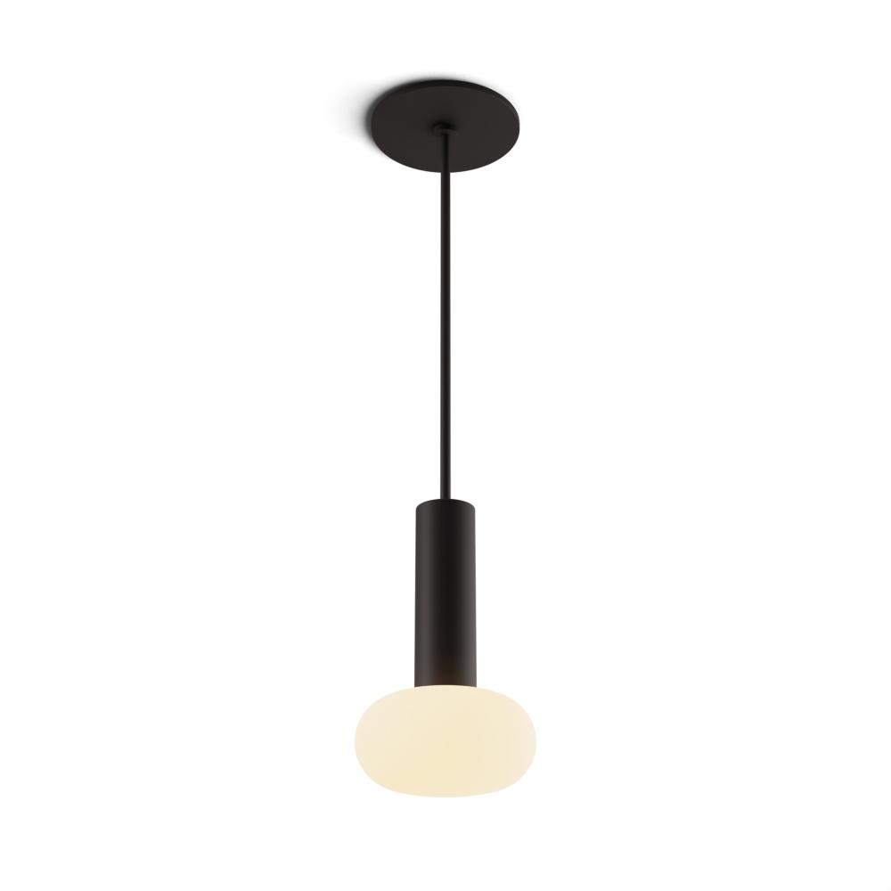 Combi Pendant 6&#34; Single Unit Matte Black with Matte Black Canopy, Glass Ball attachment, Suspens