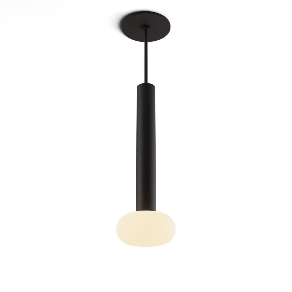 Combi Pendant 12&#34; Single Unit Matte Black with Matte Black Canopy, Glass Ball attachment, Suspen