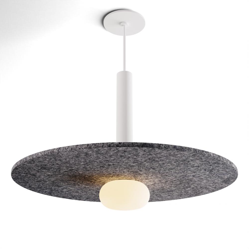 Combi Pendant 12&#34; Single Unit Matte White with Matte White Canopy, 20&#34; acoustic panel (Charc
