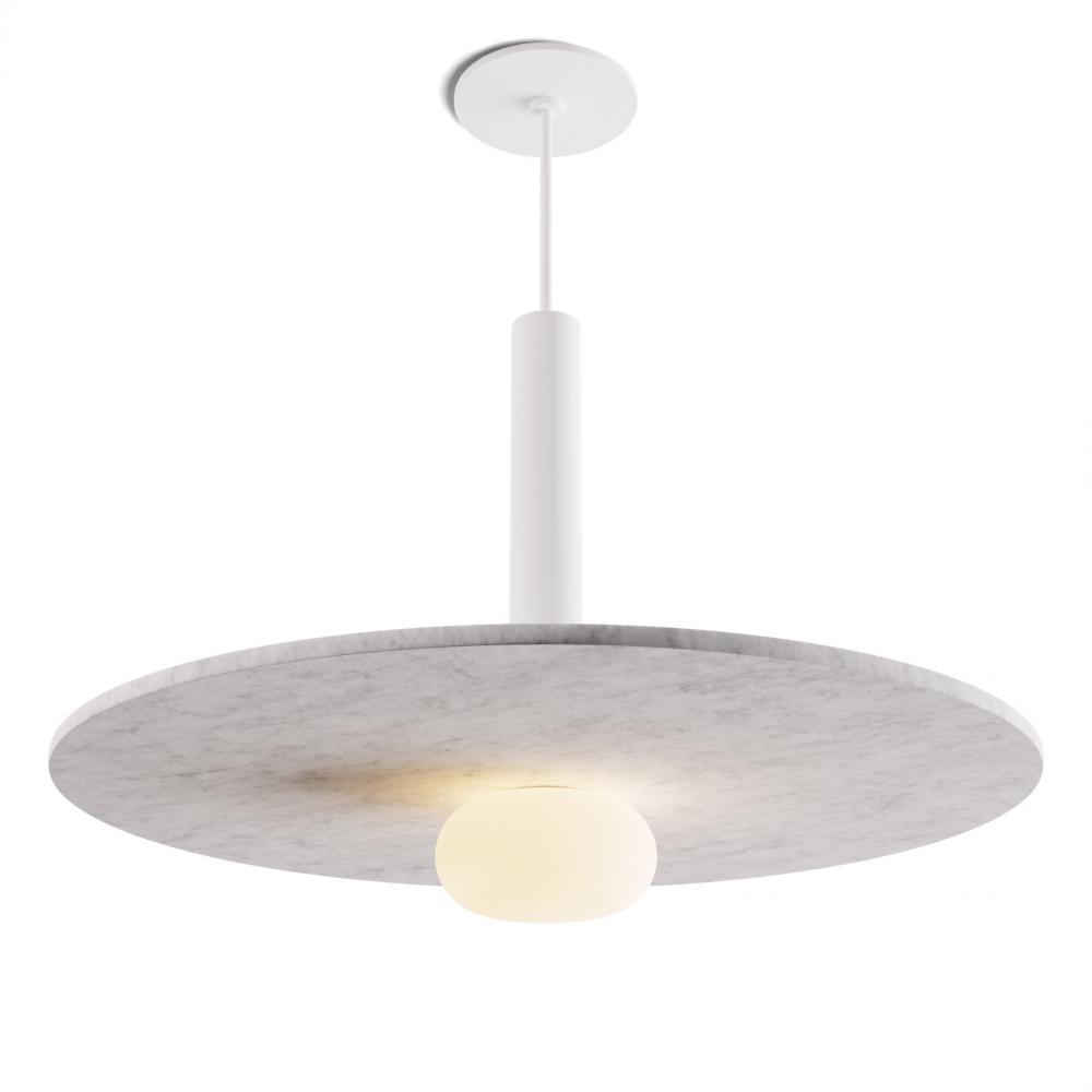 Combi Pendant 12&#34; Single Unit Matte White with Matte White Canopy, 20&#34; acoustic panel (Light