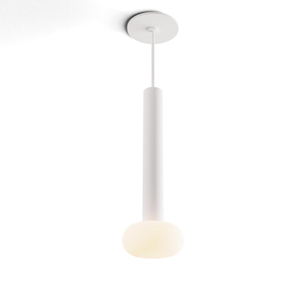 Combi Pendant 12&#34; Single Unit Matte White with Matte White Canopy, Glass Ball attachment, Suspen