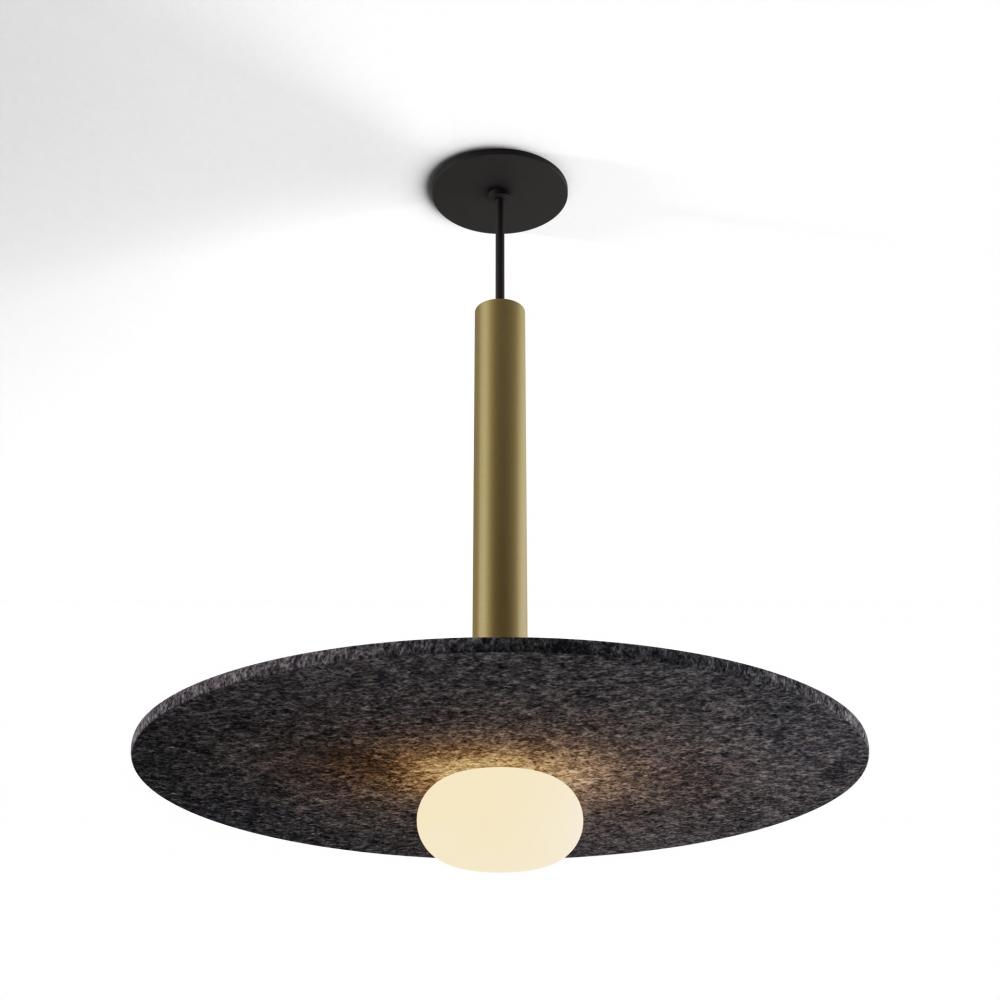 Combi Pendant 16&#34; Single Unit Brass with Matte Black Canopy