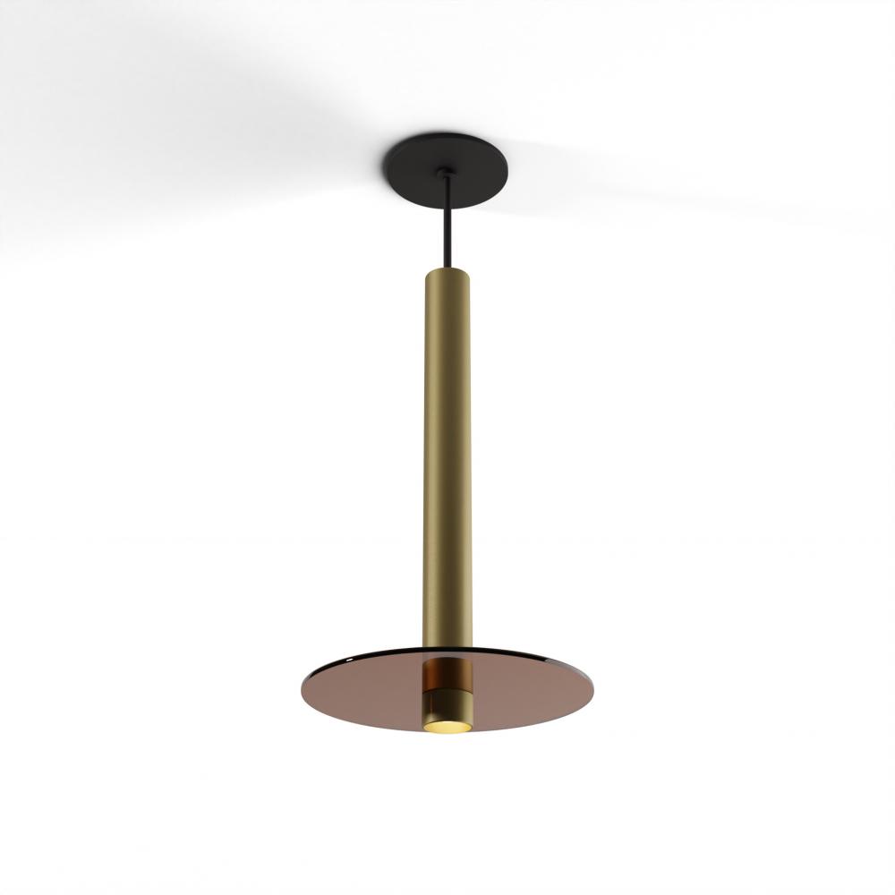 Combi Pendant 16&#34; Single Unit Brass with Matte Black Canopy
