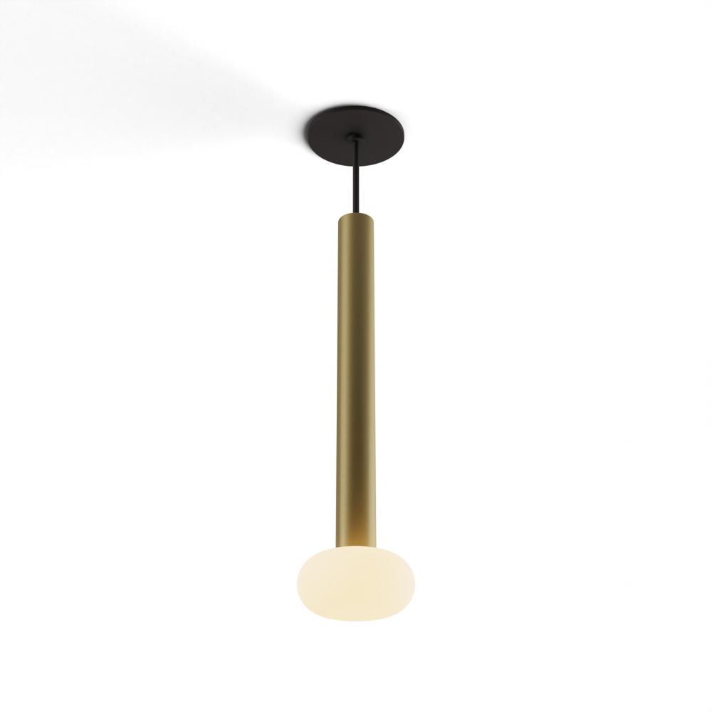 Combi Pendant 16&#34; Single Unit Brass with Matte Black Canopy, Glass Ball attachment, Suspension /