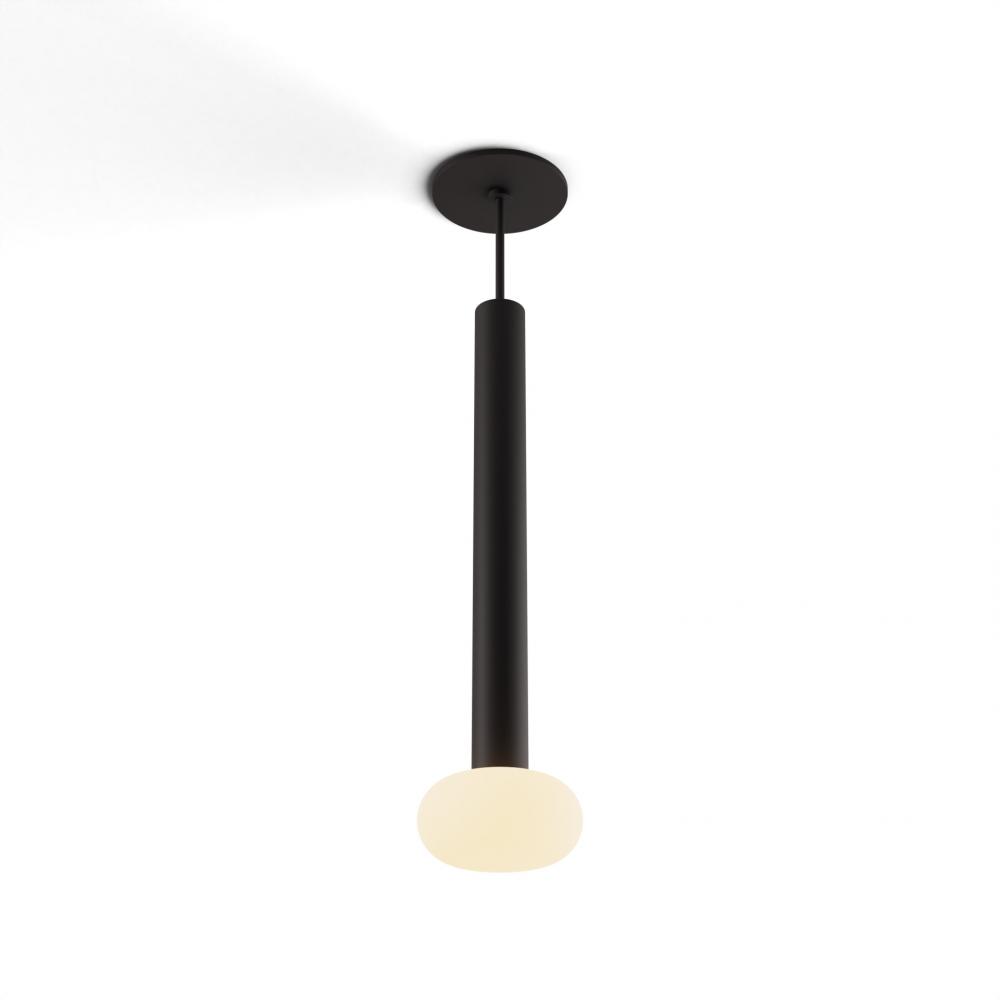 Combi Pendant 16&#34; Single Unit Matte Black with Matte Black Canopy, Glass Ball attachment, Suspen
